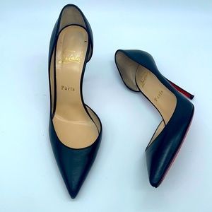 Christian Louboutin Black leather Half D’orsay Irzia pumps 100mm 37.5